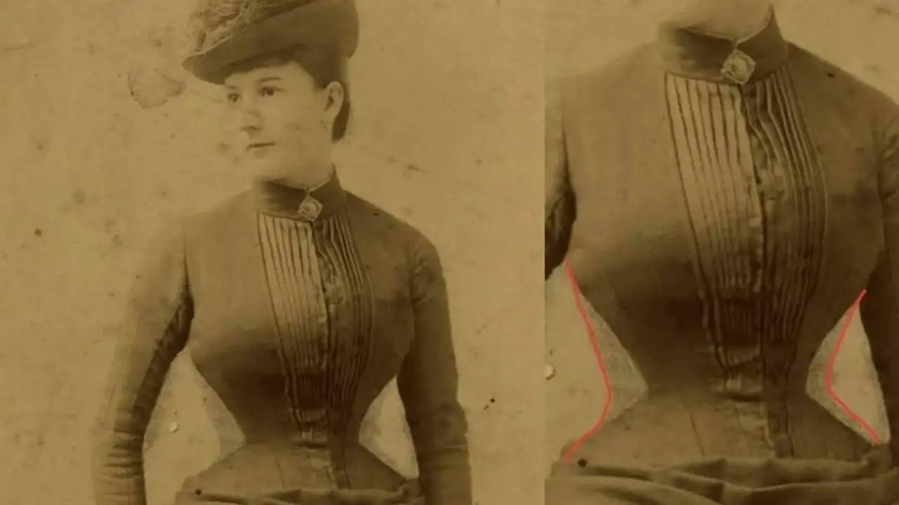 Следы фотокоррекции на старом снимке.