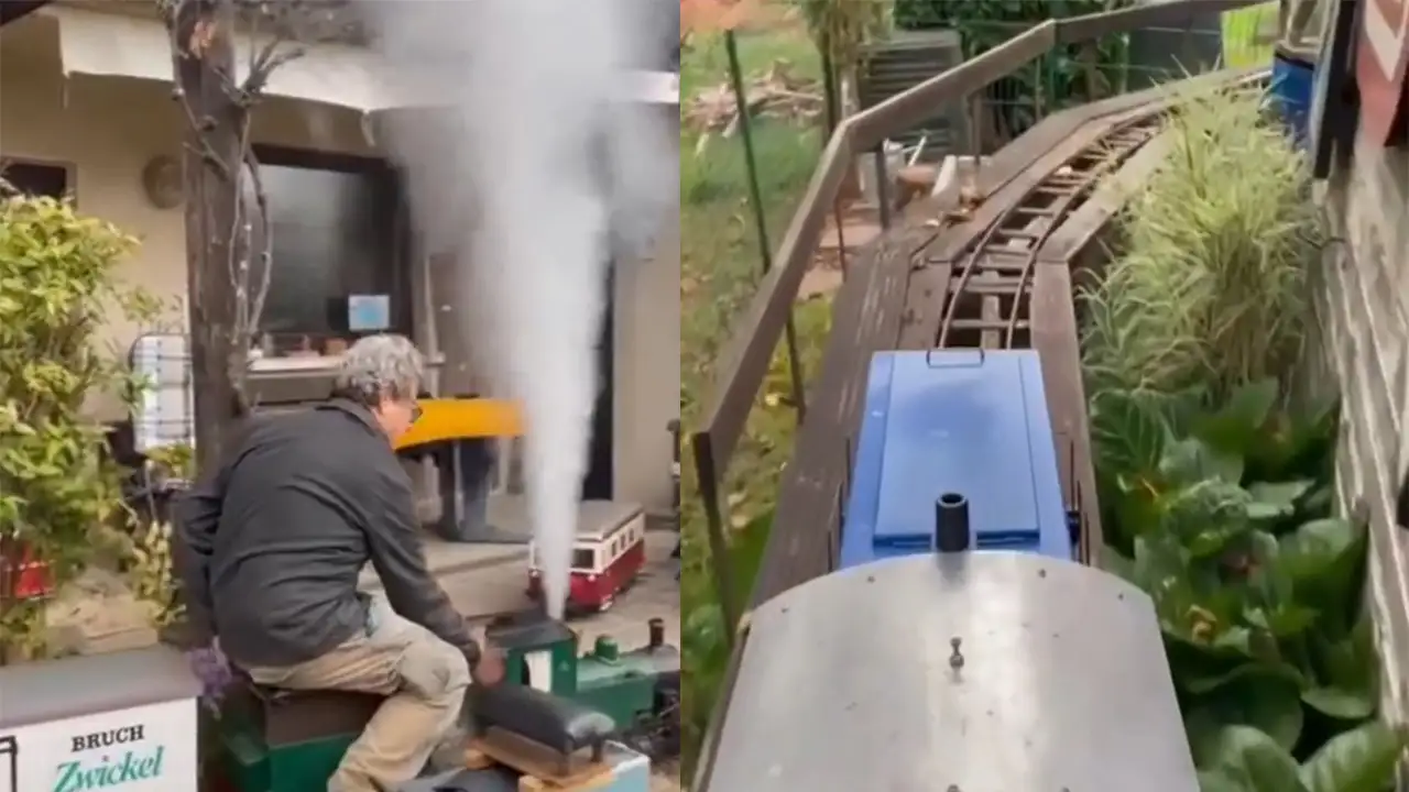 Железная дорога во дворе.