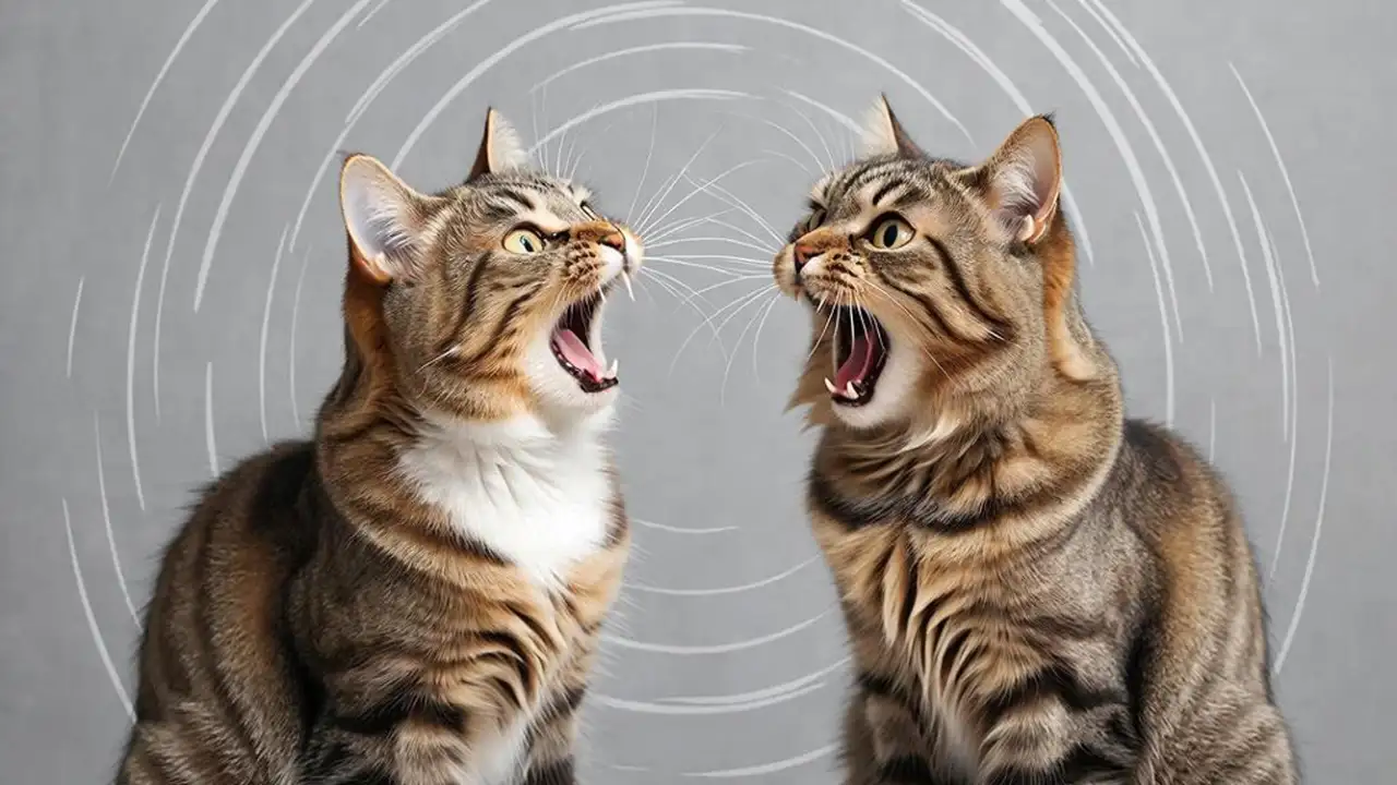 Два кота «орут» друг на друга.