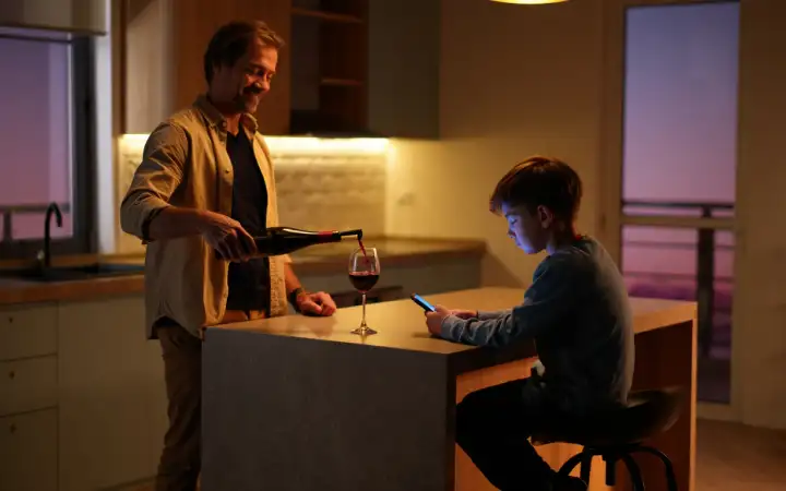 Отец и сын на кухне. Отец и сын на кухне.