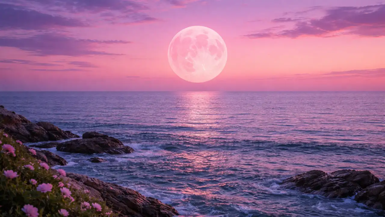 Розовая Луна. Полнолуние 2 апреля