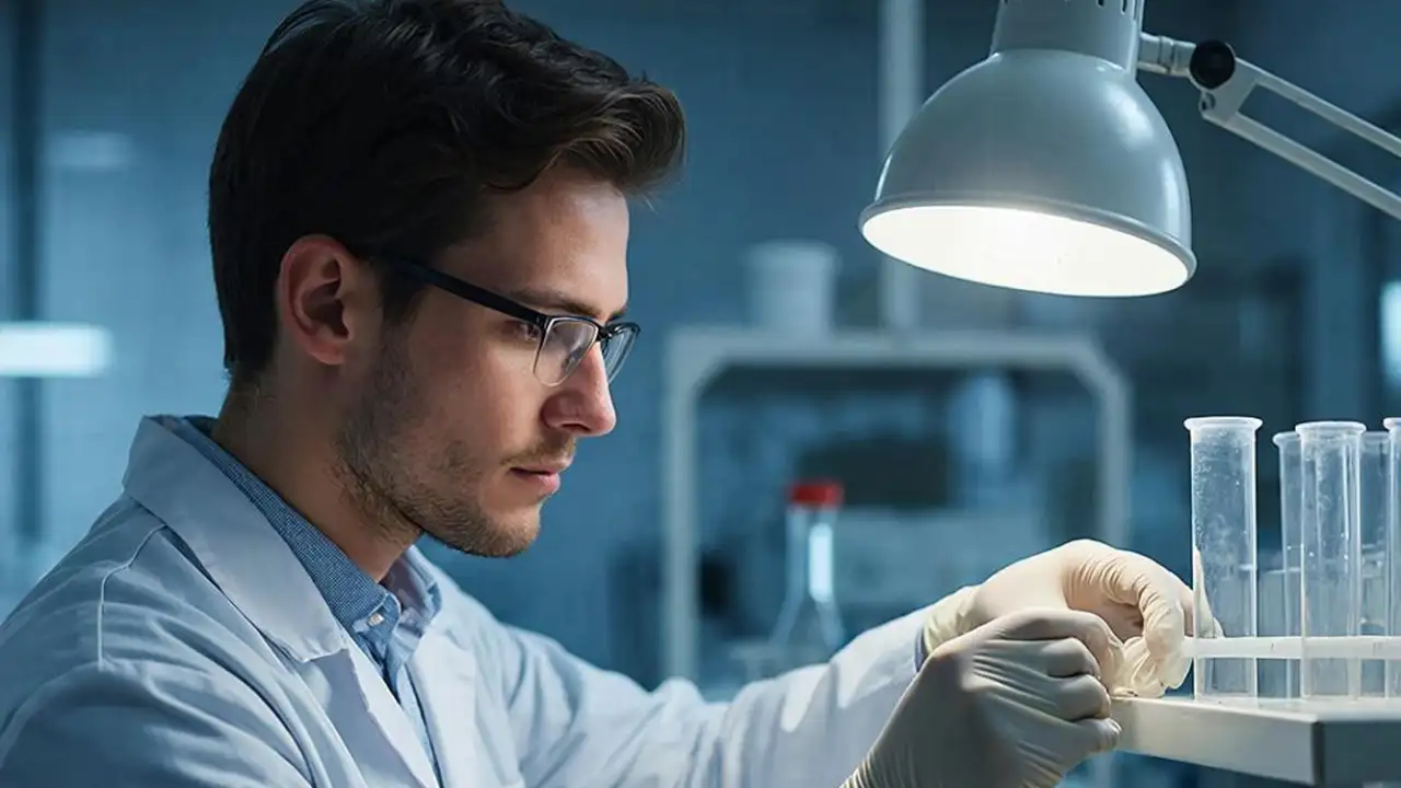 Учёный в перчатках.