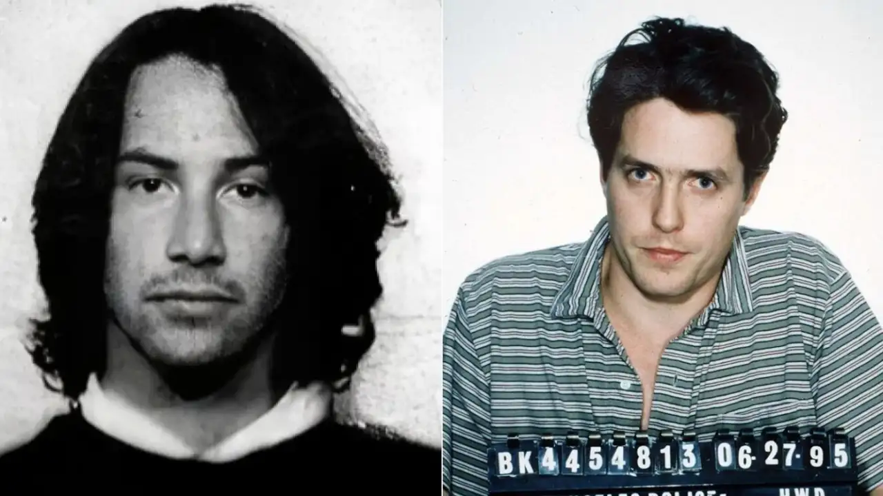 Киану Ривз и Хью Грант в полицейском участке.