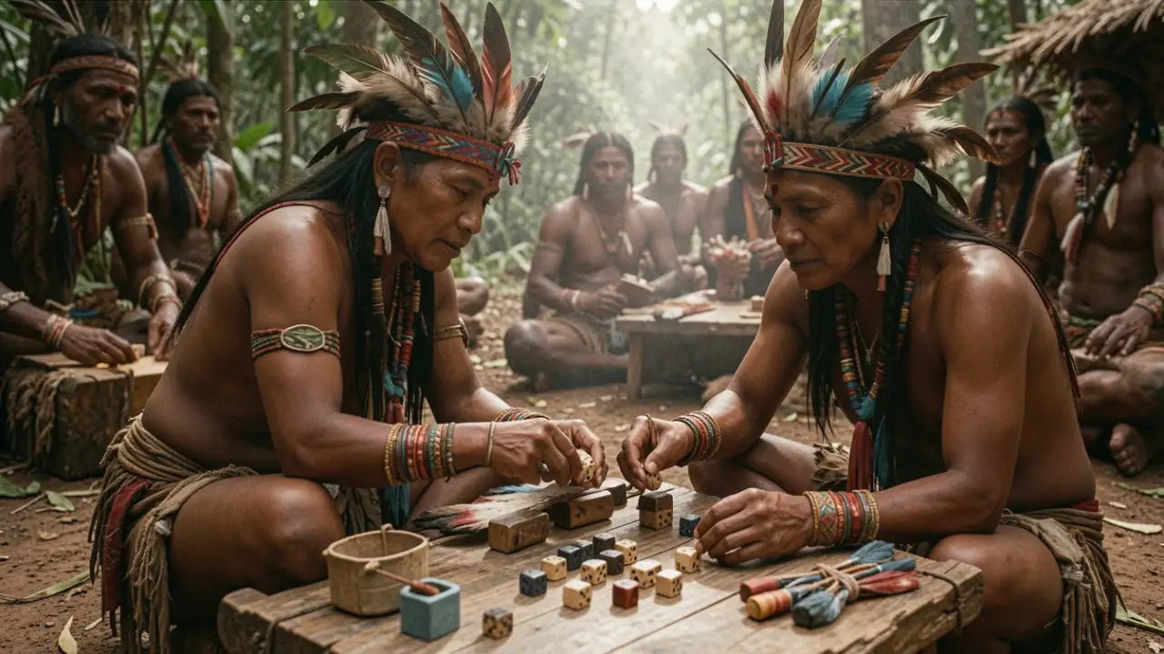 Коренные американцы играют в кости.