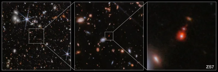 Галактическая система ZS7, где нашли пару сливающихся активных ядер.