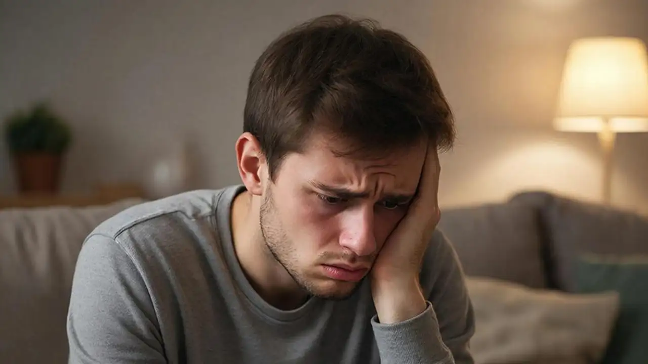 Расстроенный мужчина с телефоном.