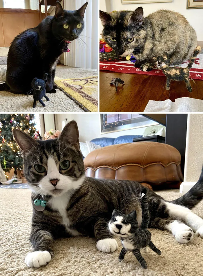 «Я сделала рождественские украшения из шерсти трех своих кошек».