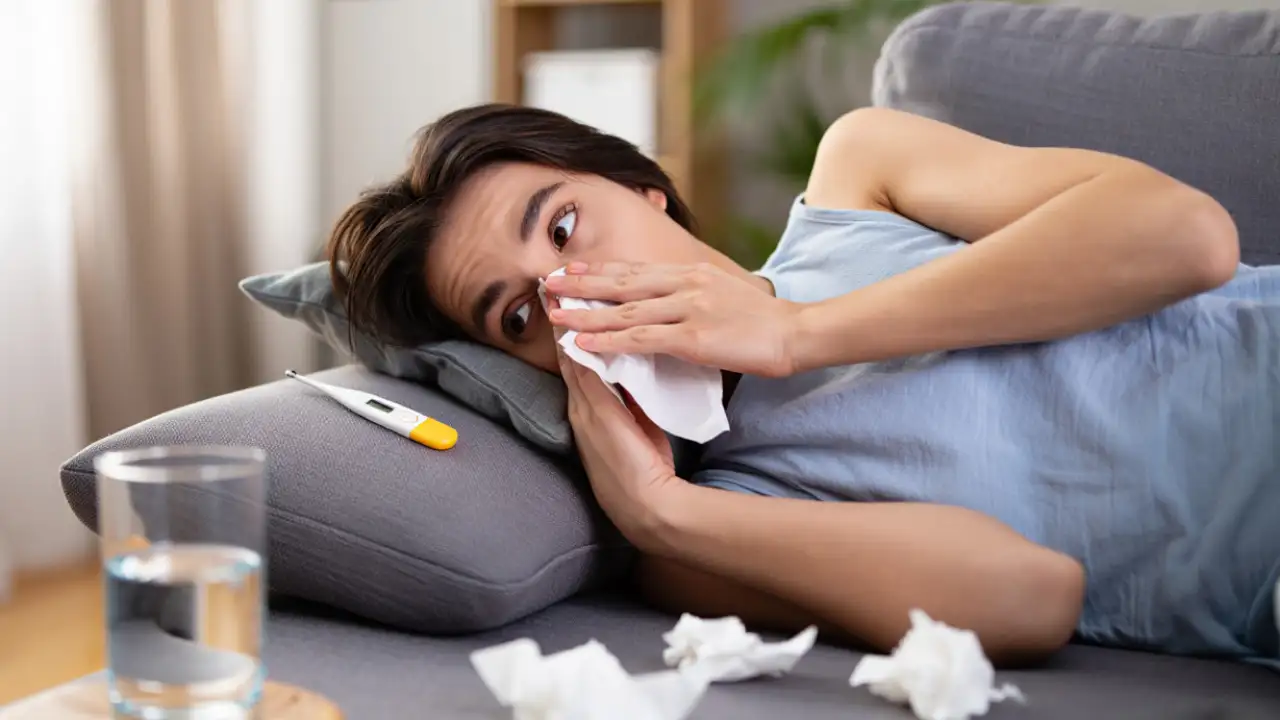 Девушка болеет.