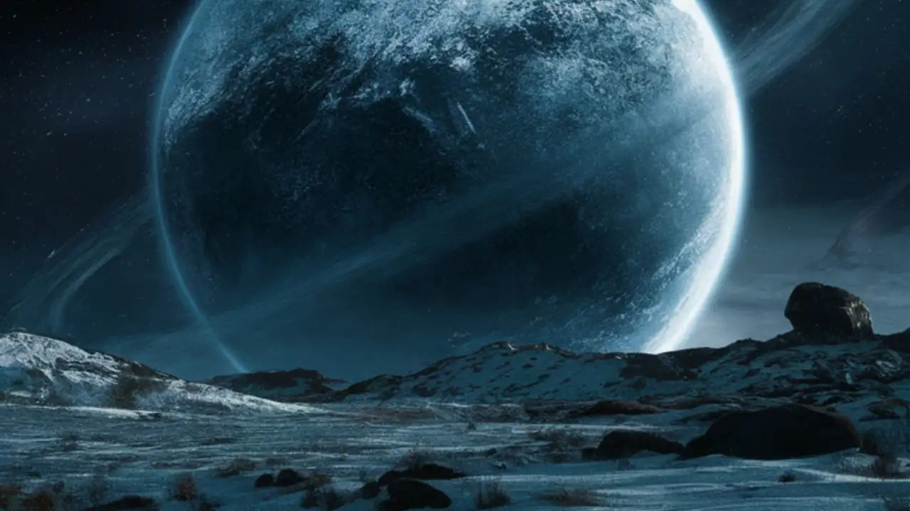 Вид на Сатурн с Титана.