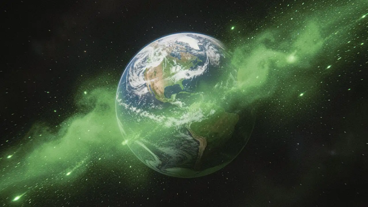Земля летит сквозь метеорный поток.