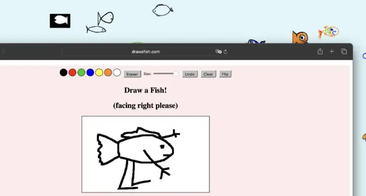 Здесь нужно рисовать свою рыбку.