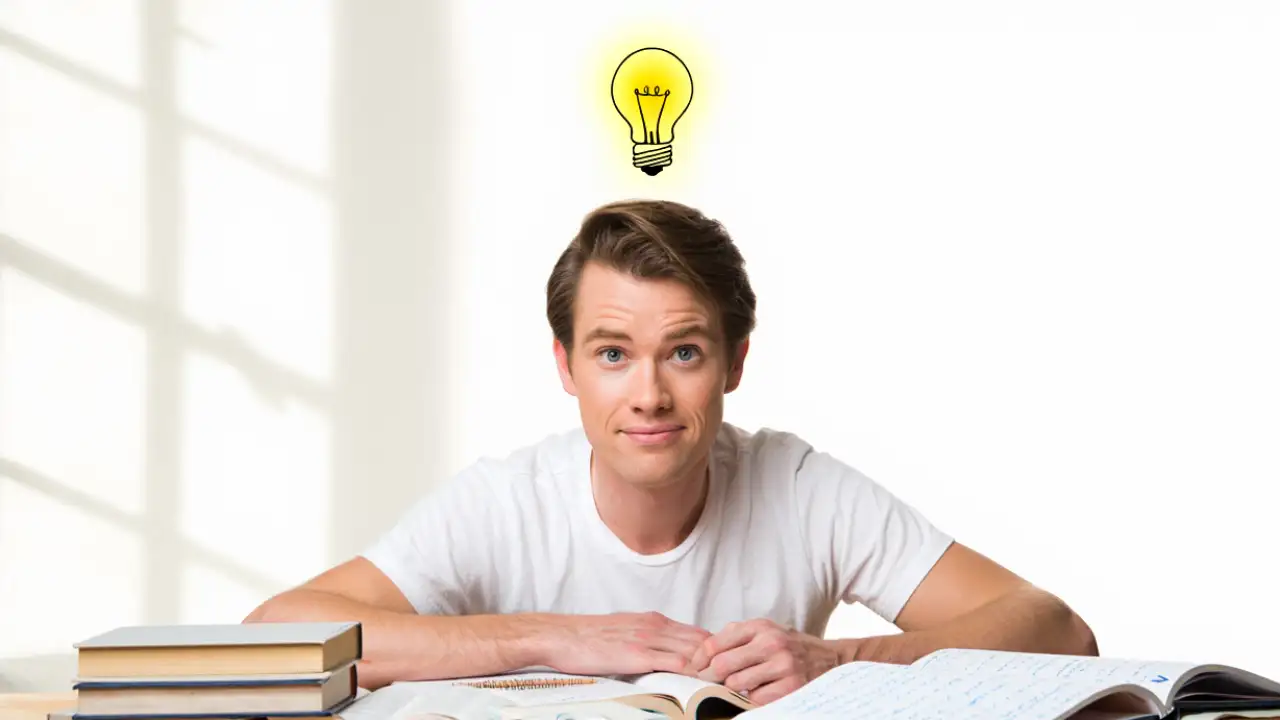 Парень за учебой.