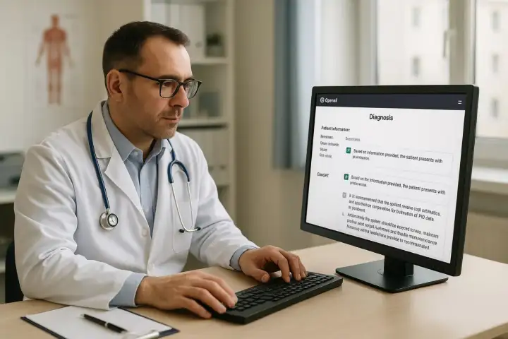 Врач использует нейросеть. Врач использует нейросеть.