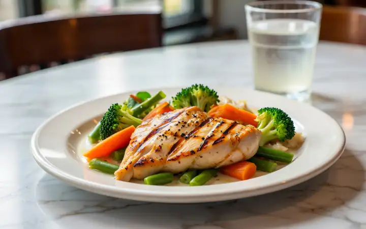 Курица с овощами.