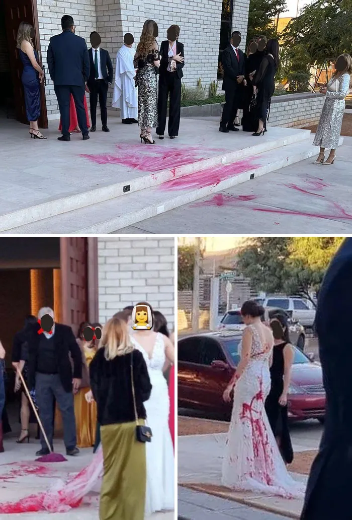 Свекровь наняла человека, чтобы он облил краской платье невесты.