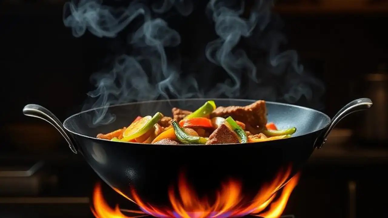 Еда в воке.