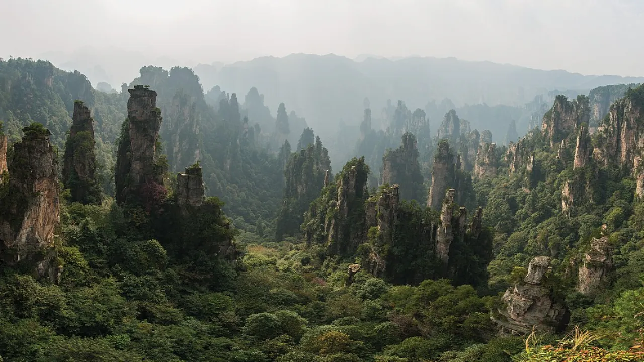 Национальный лесной парк в городском округе Чжанцзяцзе, провинция Хунань, Китай.