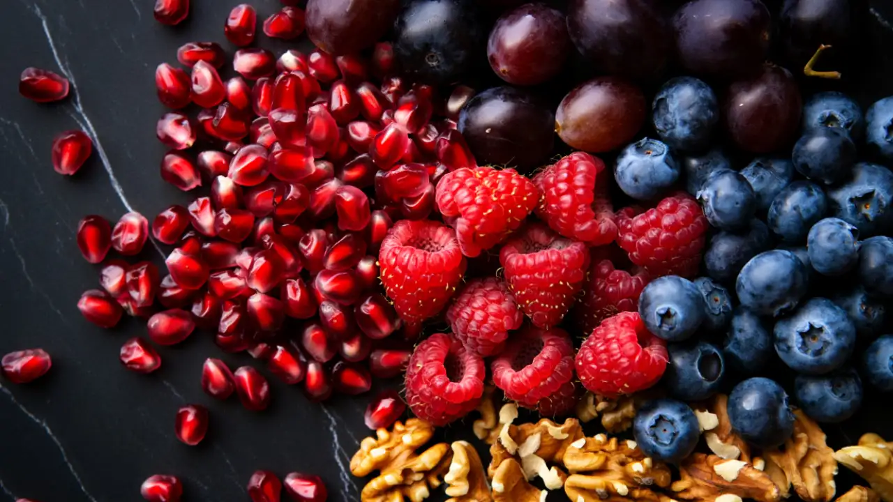 Ягоды и орехи.