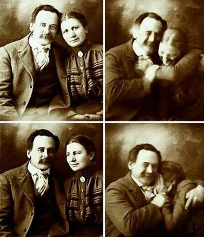 Пара из 1800-х годов, пытающаяся не засмеяться во время фотографии.