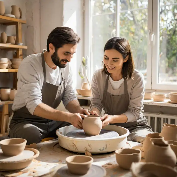 Влюбленные лепят глиняные горшки. Влюбленные лепят глиняные горшки.