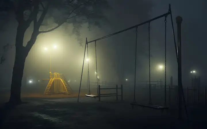 «Детские площадки в ночное время, особенно качели».